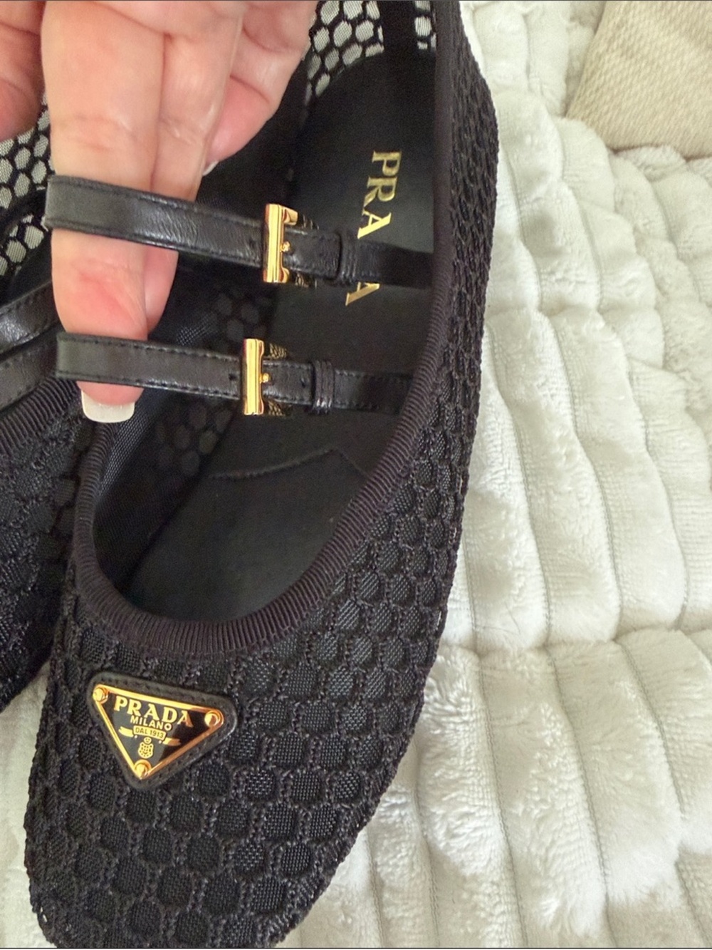 Prada Black Mesh Flats - Picture 4 of 7